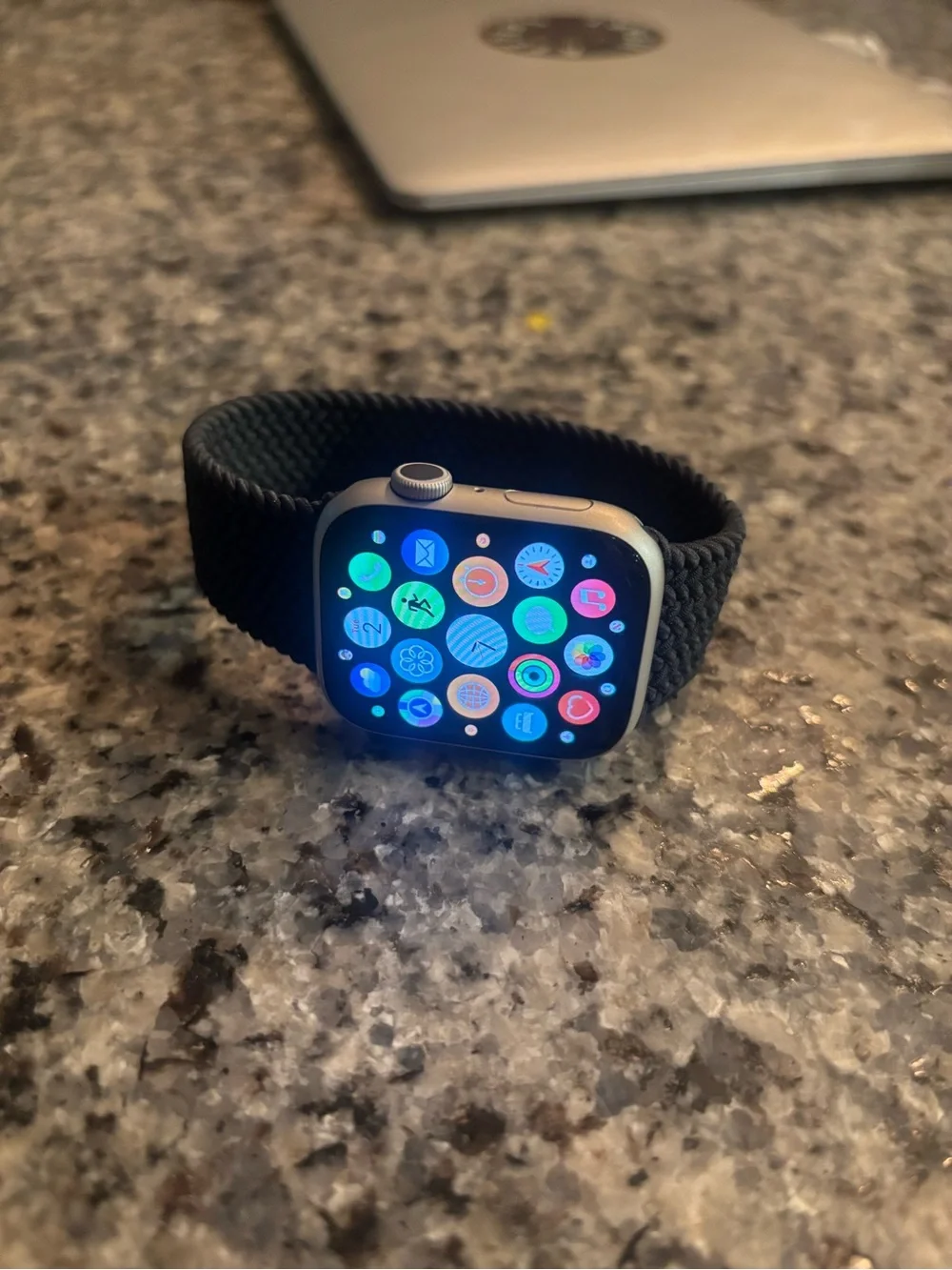 Apple Watch Series 8( Model A2771) Silver with Black Braided Solo Loop - Picture 5 of 6